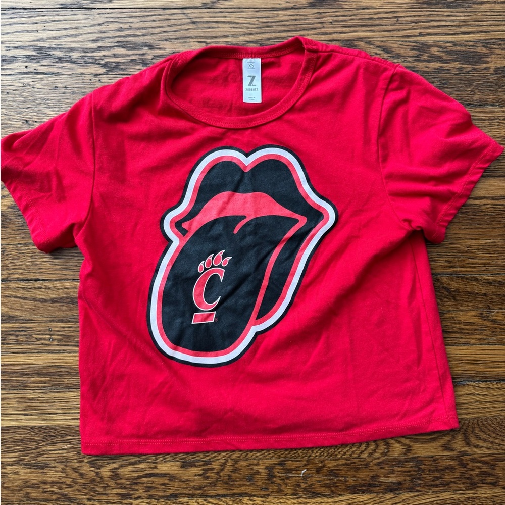 UNIVERSITY OF CINCINNATI BEARCATS ROLLING STONES STYLE ZooZatz Red HALTER WOMENS